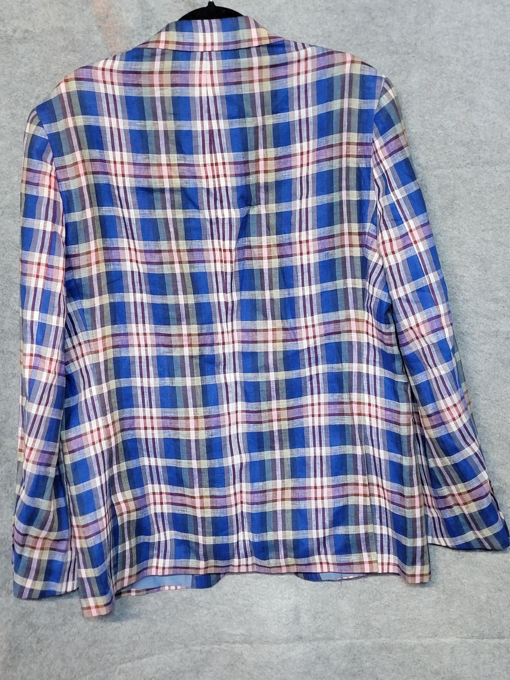 TALLIA Slim Fit Blue Multi-Color Plaid 100% Linen Sport Coat 42R - Picture 5 of 16